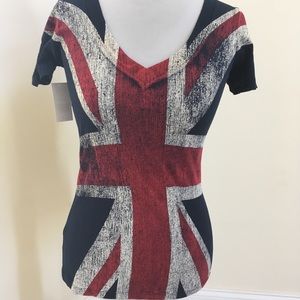 🎀 Journeys Union Jack T-Shirt, Ladies Small, NWT